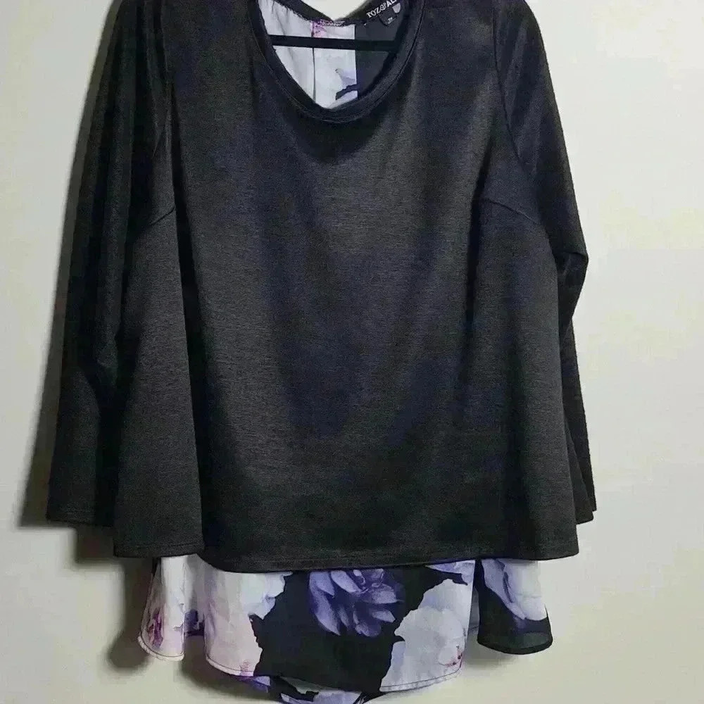 🚨 LAST CHANCE 🚨 ROZ & ALI Dressbarn Floral and Black Blouse Size 2X - Picture 13 of 16